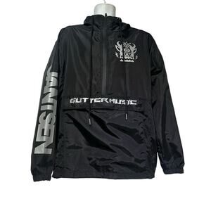 Jantsen Gutter Music Black 1/4 Zip Windbreaker Jacket Size XL